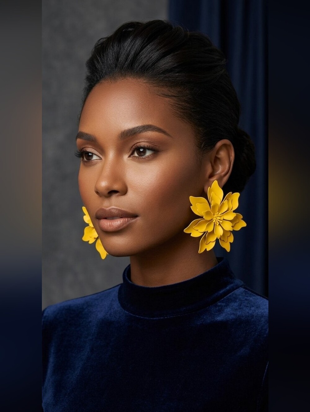 Yellow Floral Statement Earrings - Women's Jewelry